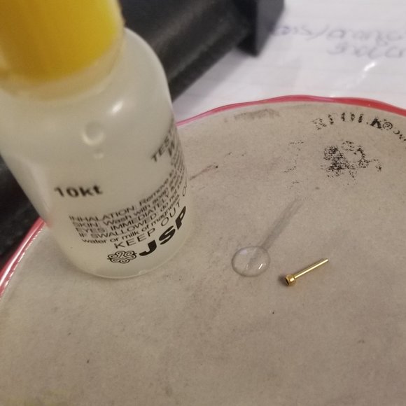 New 14K Gold Genuine Nose Stud Ring w Diamond CZ Stone - Picture 6 of 8